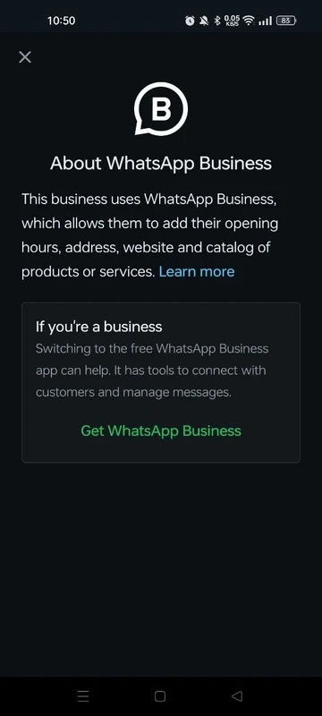 WhatsApp Business — screenshot 2